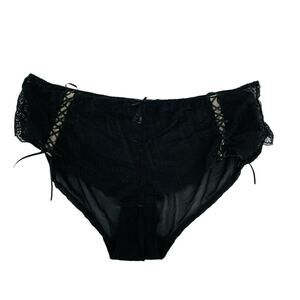 Adore Me Black Sheer Lace Hipster Lace Up Hip Detail Plus Size 3XL